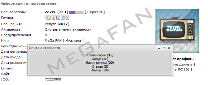 Лента активности