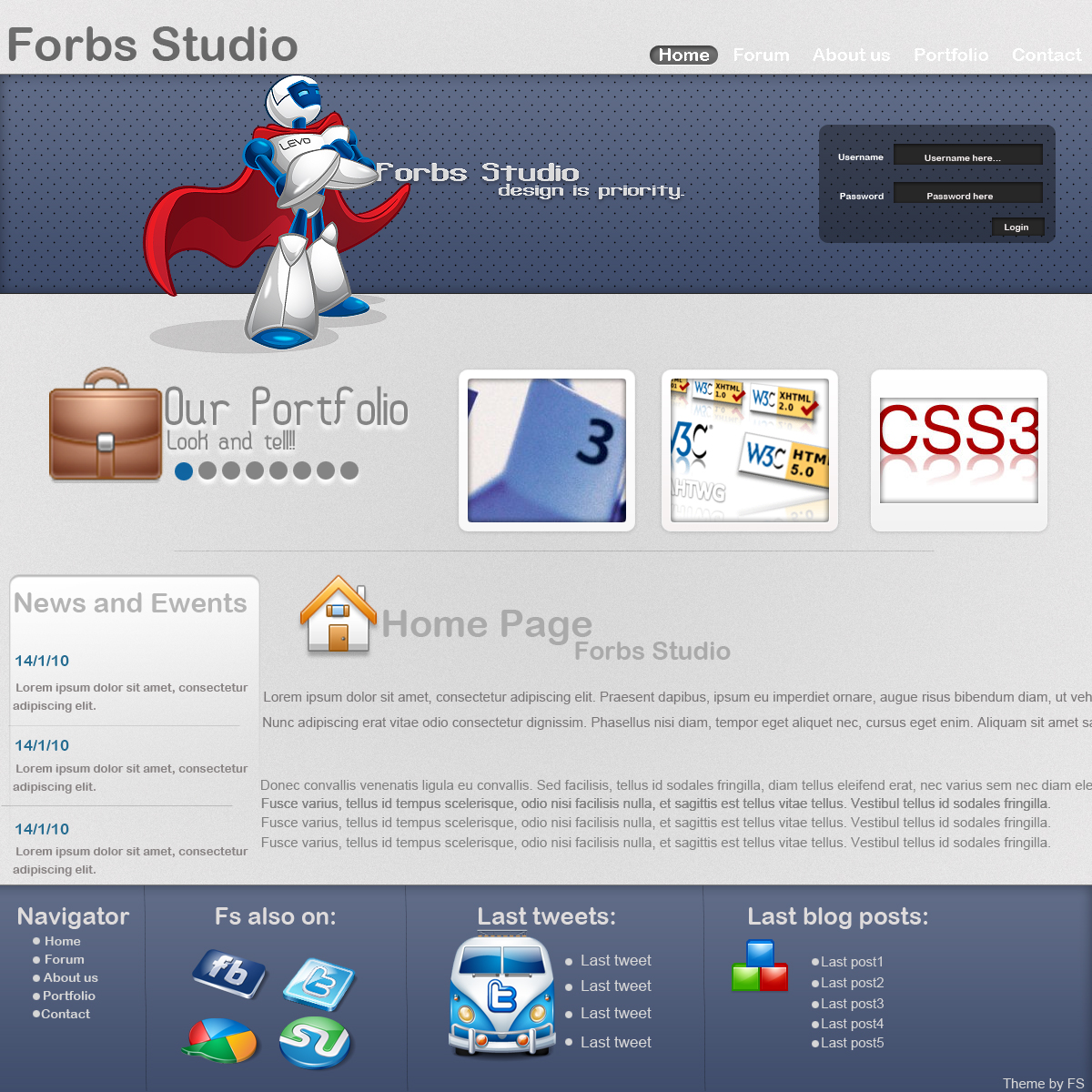 PSD макет в приятных светлых тонах, для блога