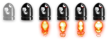 Кнопка наверх в виде ракеты с эффектом огня